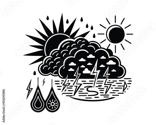 Weather vector icons. Weather forecast sign symbols. Weathers signs.