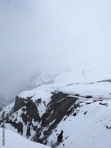 Cloudy snowy mountains