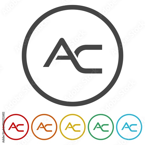 Free Download Letter logo AC . Set icons in color circle buttons - GFXLoad