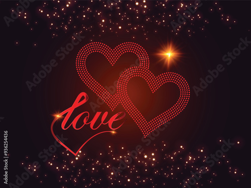 Rhinestone with Valentine's Day applique for t-shirt hot-fix transfer, Rhinestone print for textile clothes fashion, Trendy crystal studs apparel - Vector. bursting lights lens flare effect background