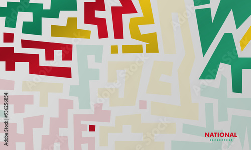 Red yellow green background with maze graffiti pattern