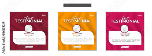 Minimalist client testimonial template design with image placeholder