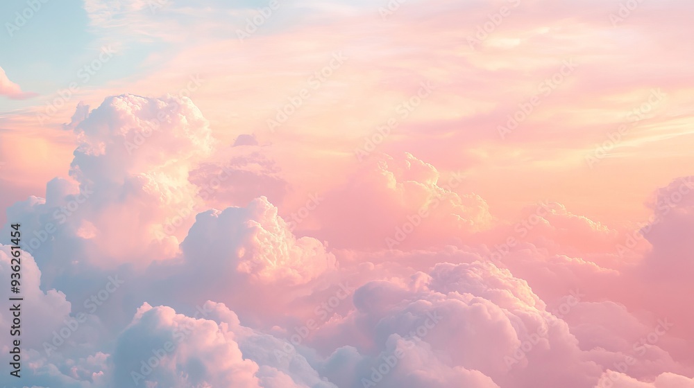 Fantasy sky with sugar cotton pink pastel clouds in a dreamy background - Fantasy sky with sugar cotton pink pastel clouds in a dreamy background -