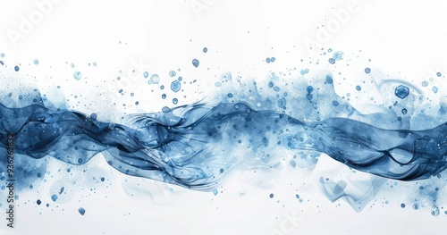 A fluid abstract design featuring blue waves and splashes, ideal for backgrounds and artistic projects.