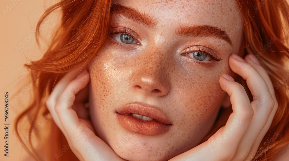 Fototapeta premium The freckled redhead woman