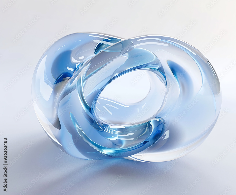 Abstract Glass Shape, 3D Render, White Background Abstract Glass Shape, 3D Render, White Background