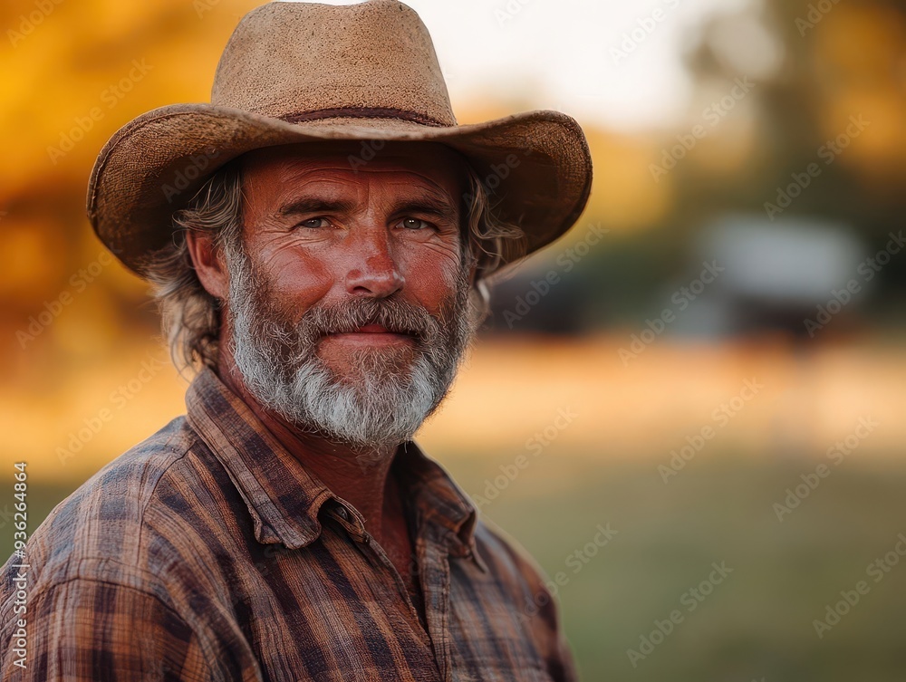 sundrenched farmer portrait weathered smile tractor in golden field sundrenched farmer portrait weathered smile tractor in golden field