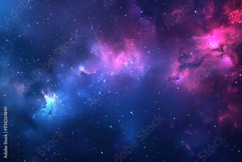 Colorful Gaseous Nebulae and Stars in Deep Space photo