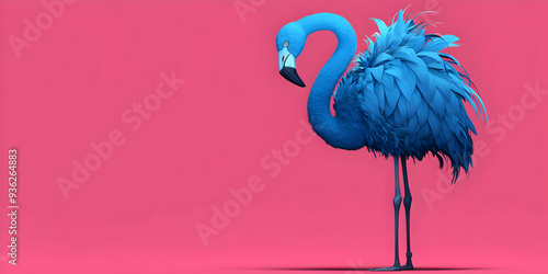 Wallpaper Mural Blue Flamingo Standing on Pink Background with Copy Space Torontodigital.ca
