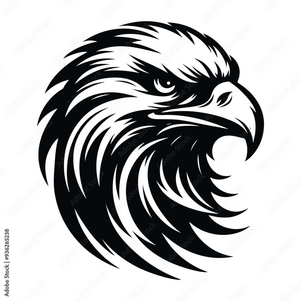 Fototapeta premium Eagle Face Silhouette, Bald Eagle Head Silhouette Vector Art Eagle face Silhouettes Clipart