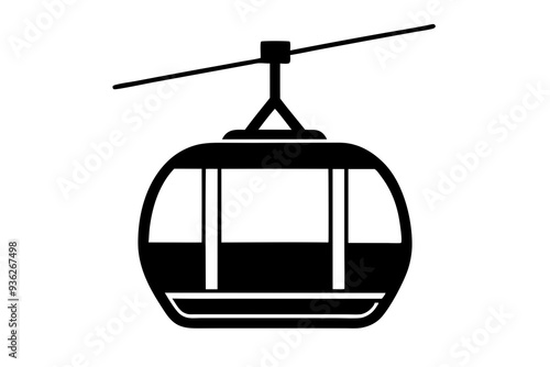 Minimalist Cable Car Silhouette Illustration