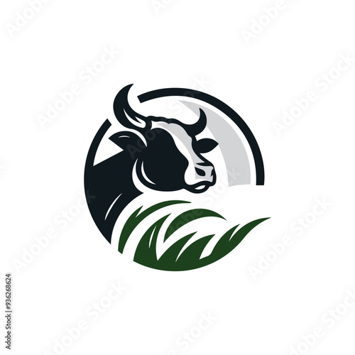 Cow Logo. Cow farm product logo design vector. Vintage Cattle Angus Beef logo