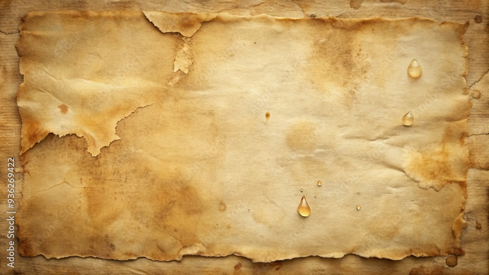 Fototapeta premium Aged, worn paper with subtle tears and creases, exhibiting a soft, creamy texture and warm, earthy tones reminiscent of forgotten memories and antique relics.