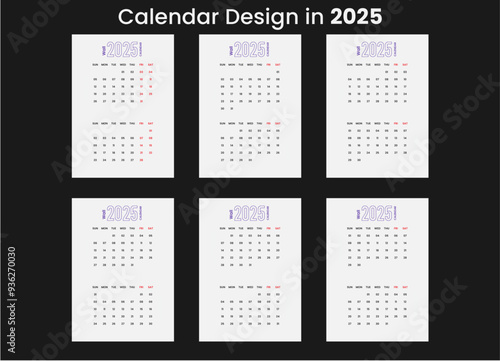 2025 calendar design for any place. wall calendar design in 2025.