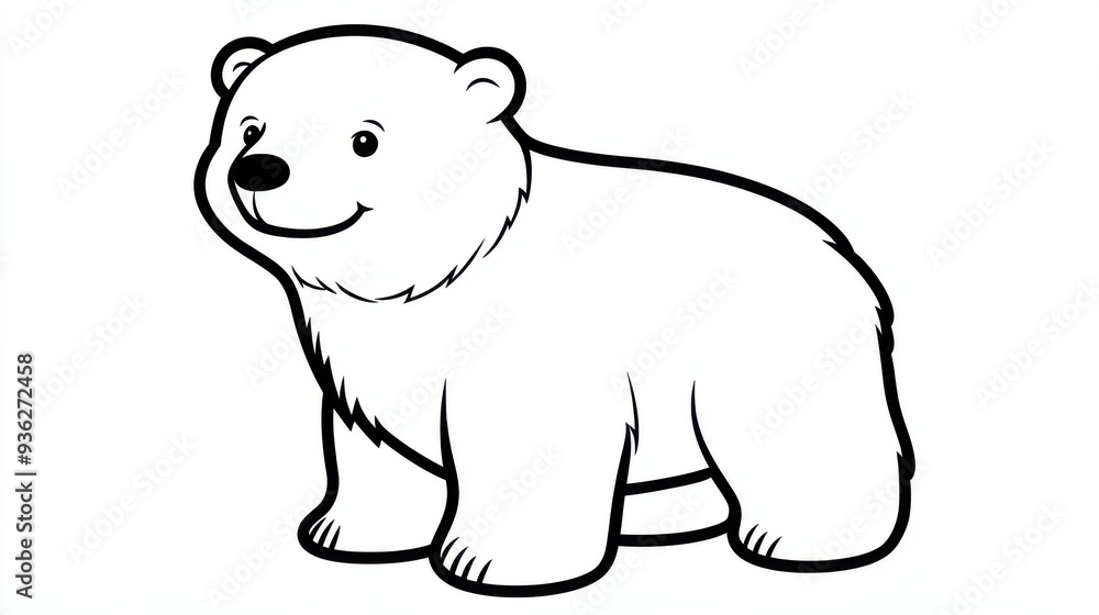 Outline illustration of a black and white polar bear for drawing and coloring on white background Outline illustration of a black and white polar bear for drawing and coloring on white background