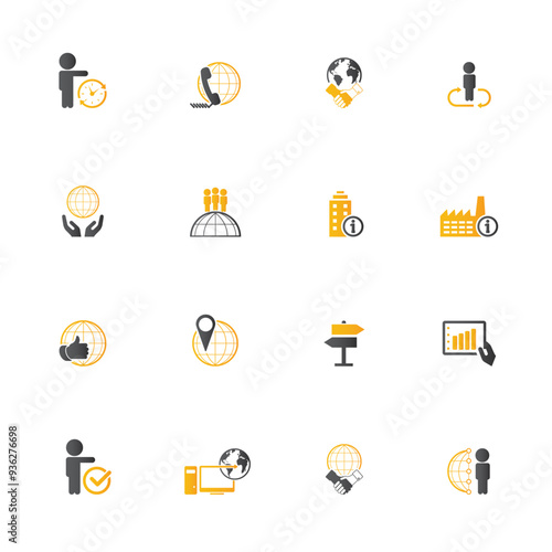 Universal business management and human resources icon set. Universal icons for web and mobile. Vector.