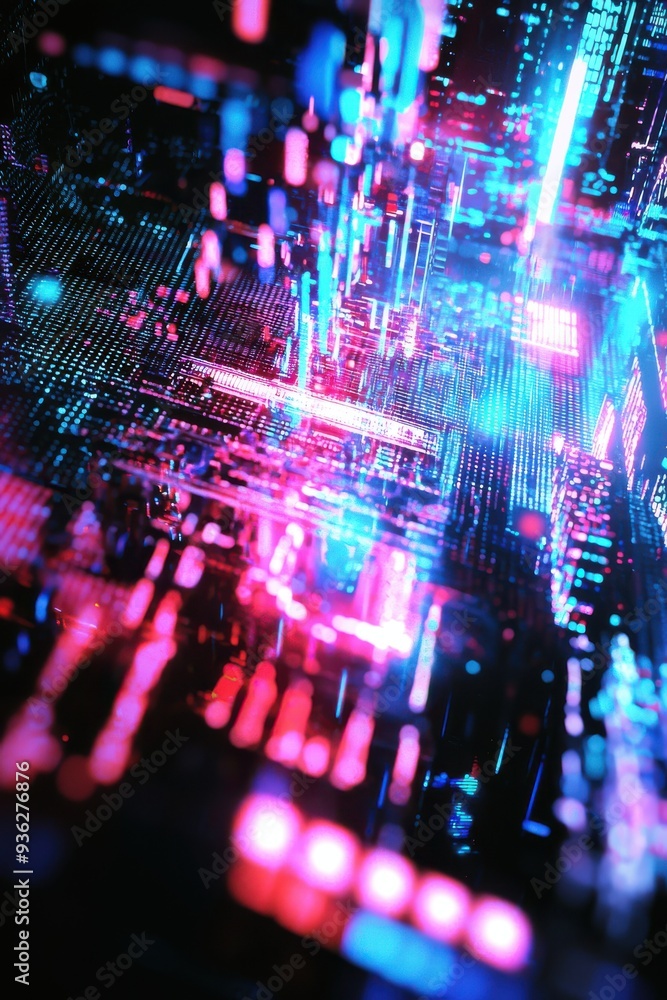 Fototapeta premium Abstract Digital Neon Lights.