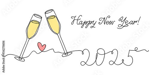 Cheers to a joyful New Year with champagne glasses and heartfelt wishes for 2025