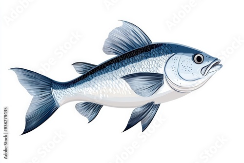 A detailed illustration of a fish with vibrant colors and realistic features, perfect for educational and culinary purposes.