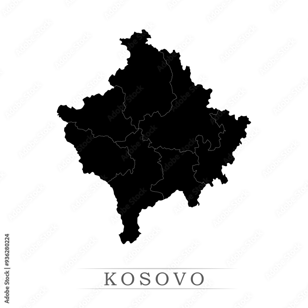 Obraz premium KOSOVO map on white background vector. Administrative regions of KOSOVO
