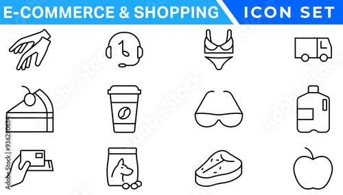 E-commerce avd Shopping icons collection set. Online shopping thin line icons. Shop icons vector