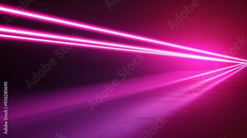 Laser lines of light. Horizontal pink neon light