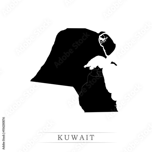 KUWAIT map on white background vector. Administrative regions of KUWAIT