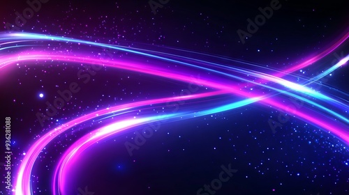 Semicircular wave. Abstract light lines of movement and speed in neon color. Laser beams luminous abstract sparkling isolated on a transparent background. Light trail curve swirl. Light and stripes 