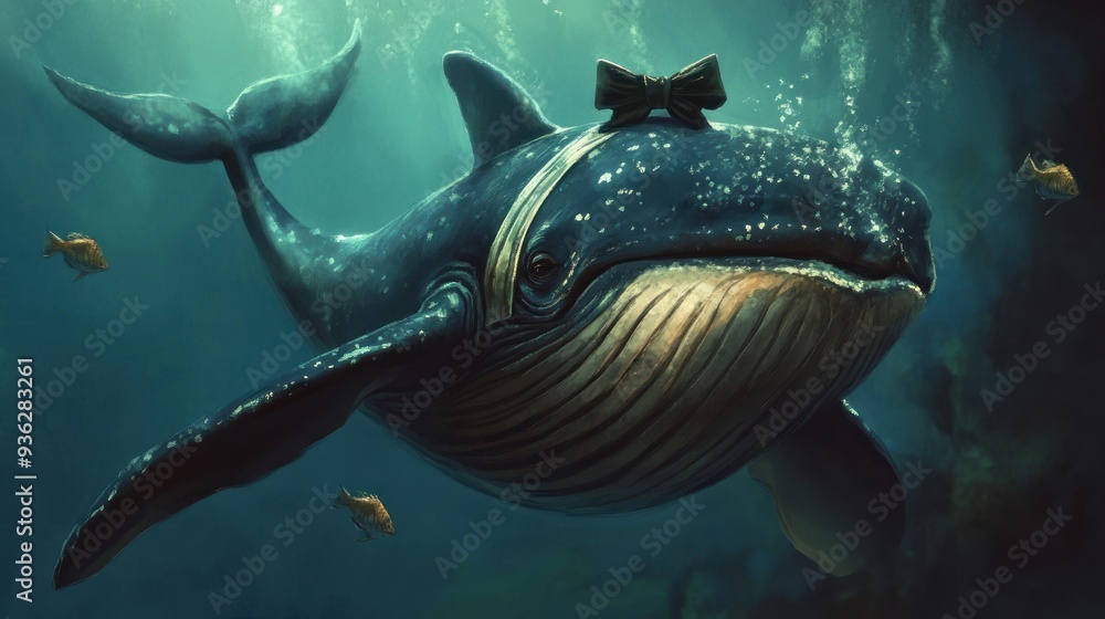 Fototapeta premium Gentle Giant: A Whale in a Bowtie