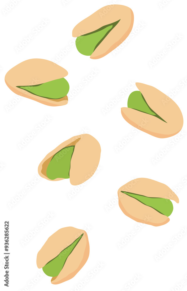 Falling Pistachio Nut Cracked Illustration Falling Pistachio Nut Cracked Illustration
