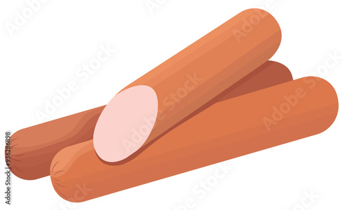 Boiled Sausage with Sliced Illustration