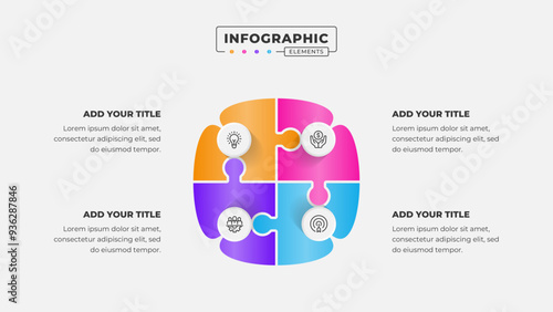 Vector puzzle infographic design template with 4 steps or options