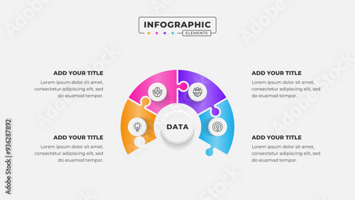 Vector puzzle infographic design template with 4 steps or options