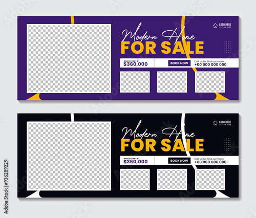 Real estate agency house sale social media cover web banner template