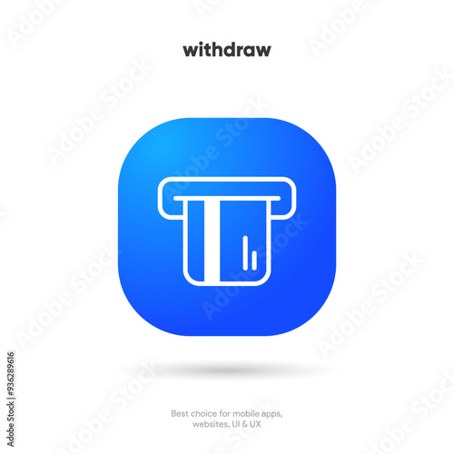 Cash withdraw thin line icon on the white background. Money, pay, payment, cash operations, currency, exchange, savings, bank cards, currency, banking icons