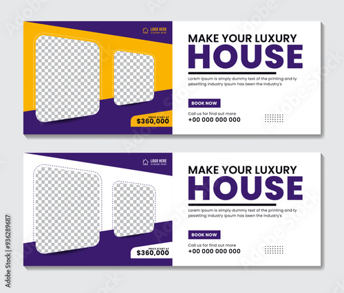 Real estate agency house sale social media cover web banner template