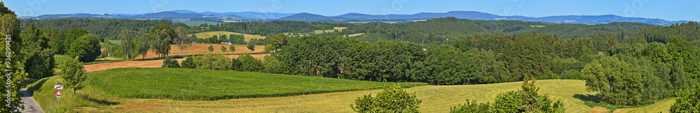 Fototapeta premium Panoramic view of the landscape at Zampach, Usti nad Orlici District, Pardubice Region, Czech Republic, Europe