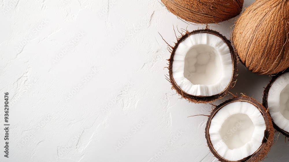 Fresh Coconuts on Textured Background Fresh Coconuts on Textured Background