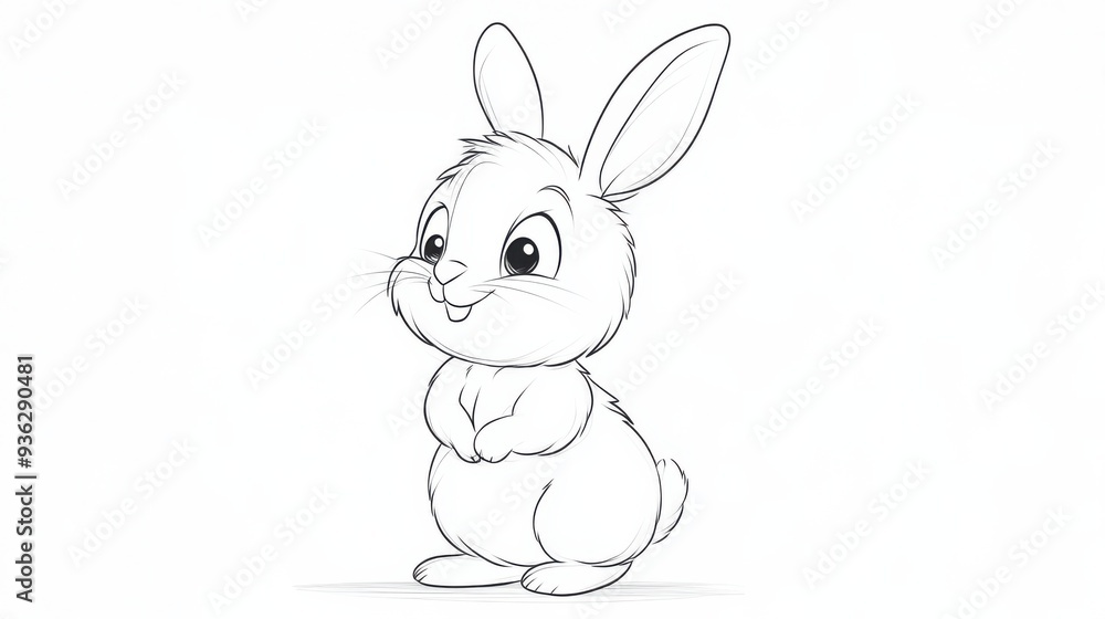 custom made wallpaper toronto digitalOutline illustration of a black and white bunny for drawing and coloring on white background