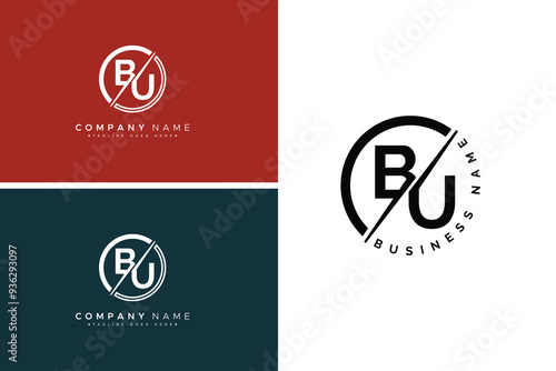 Abstract Letter BU Logo - Initial Monogram Template for Alphabet B and U