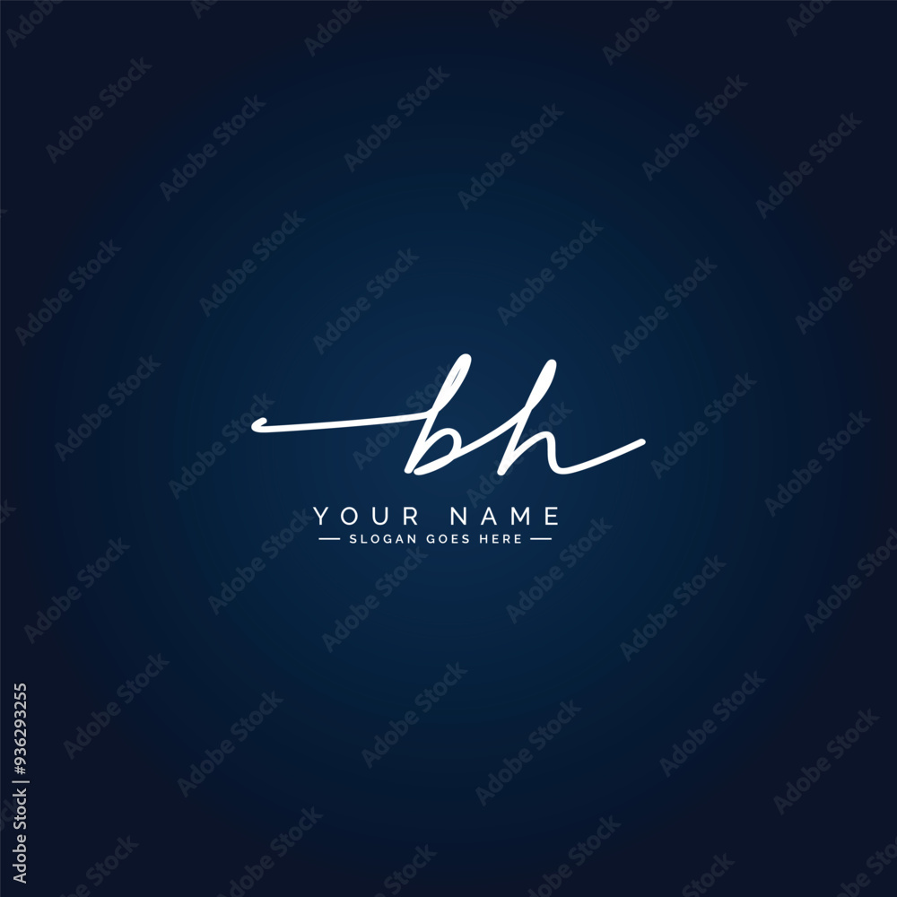 Initial Letter BH Vector Logo Template in handwritten Signature Style Initial Letter BH Vector Logo Template in handwritten Signature Style