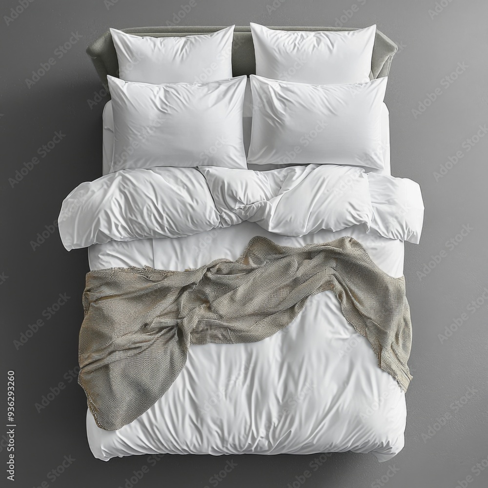 Obraz premium Classic bed with pillow and throw created with generated ai