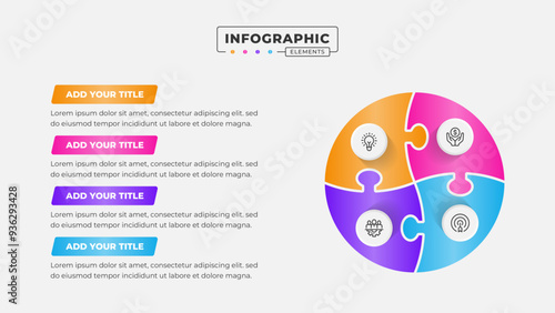 Vector puzzle infographic design template with 4 steps or options