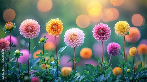 A group of flowers surrounded by a blurry floral background