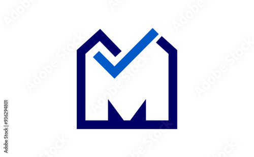 The letter M and the check mark Premium Vector