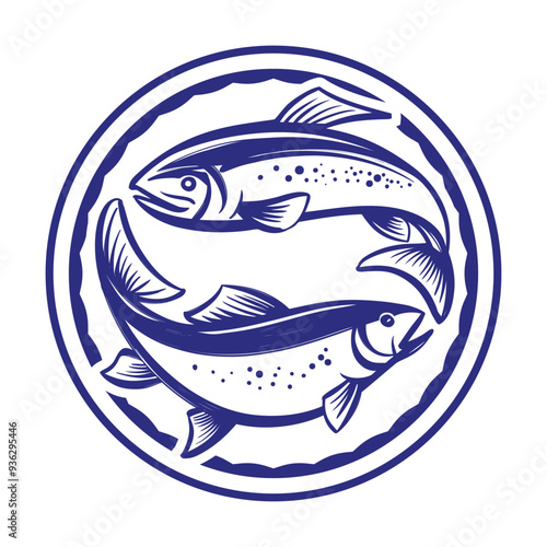 fish icon, fishing symbol, hand drawn vector illustration realistic sketch