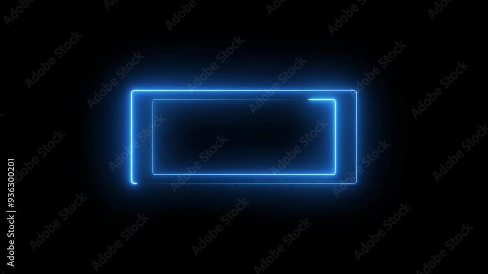 Neon Rectangle Border .Blue neon rectangle frame. Black background 4k animation Neon Rectangle Border .Blue neon rectangle frame. Black background 4k animation