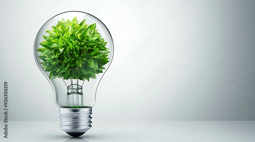 Abstract light bulb with green energy elements, symbolizing eco-friendly innovations, copy space for text, Abstract light bulb with green energy elements, symbolizing eco-friendly innovations, copy space for text,