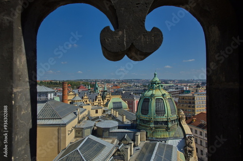 View of Obecni dum from Powder Gate Tower in Prague, Czech republic, Europe
 photo