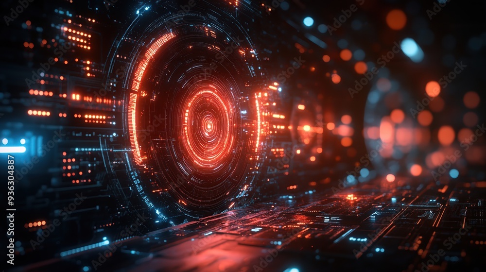 Futuristic digital interface with glowing elements, showcasing advanced technology and vibrant colors in a sleek design. Futuristic digital interface with glowing elements, showcasing advanced technology and vibrant colors in a sleek design.